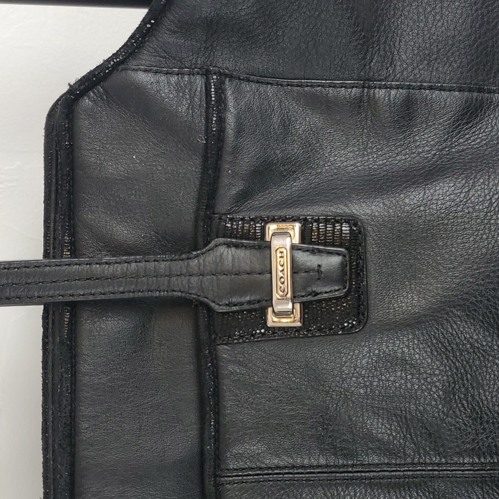 Coach Taylor Leather Tote Black Purse Bag F 25941 zip top - Picture 5 of 13